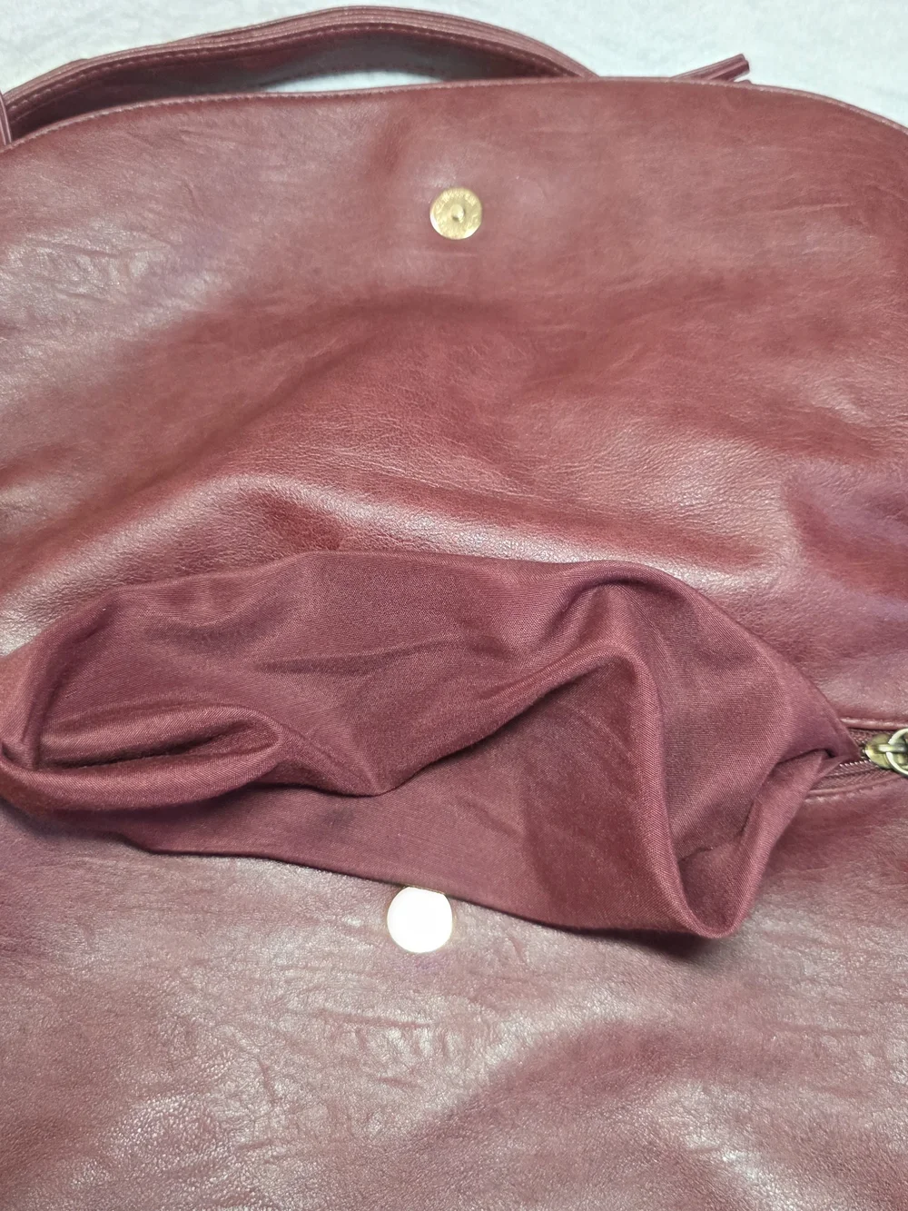 Burgundy Foldover Hobo Shoulder Bag Tassel Purse
